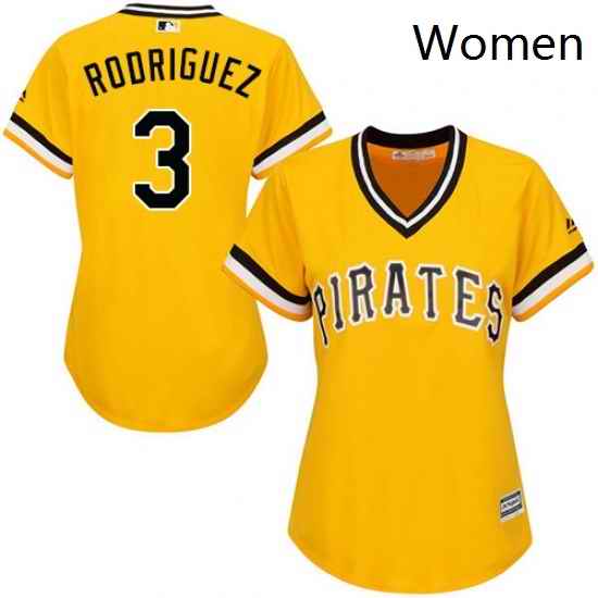 Womens Majestic Pittsburgh Pirates 3 Sean Rodriguez Replica Gold Alternate Cool Base MLB Jersey